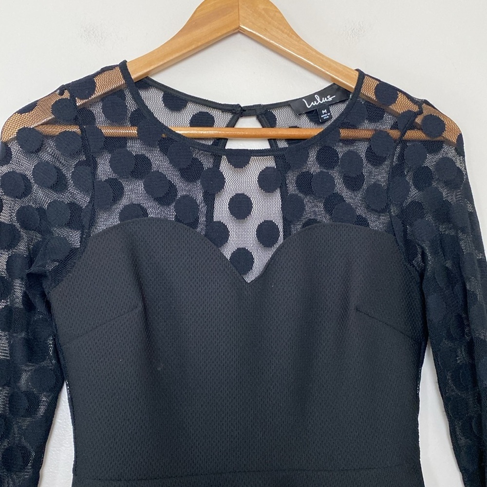 Lulus In Hot Dot-ter Long Sleeve Black Dress - Picture 4 of 11